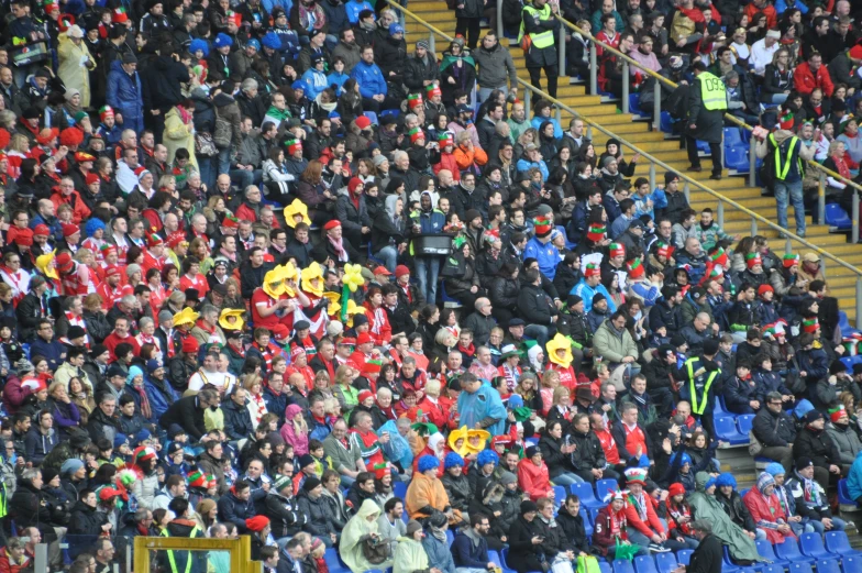 a large group of people watching some game action