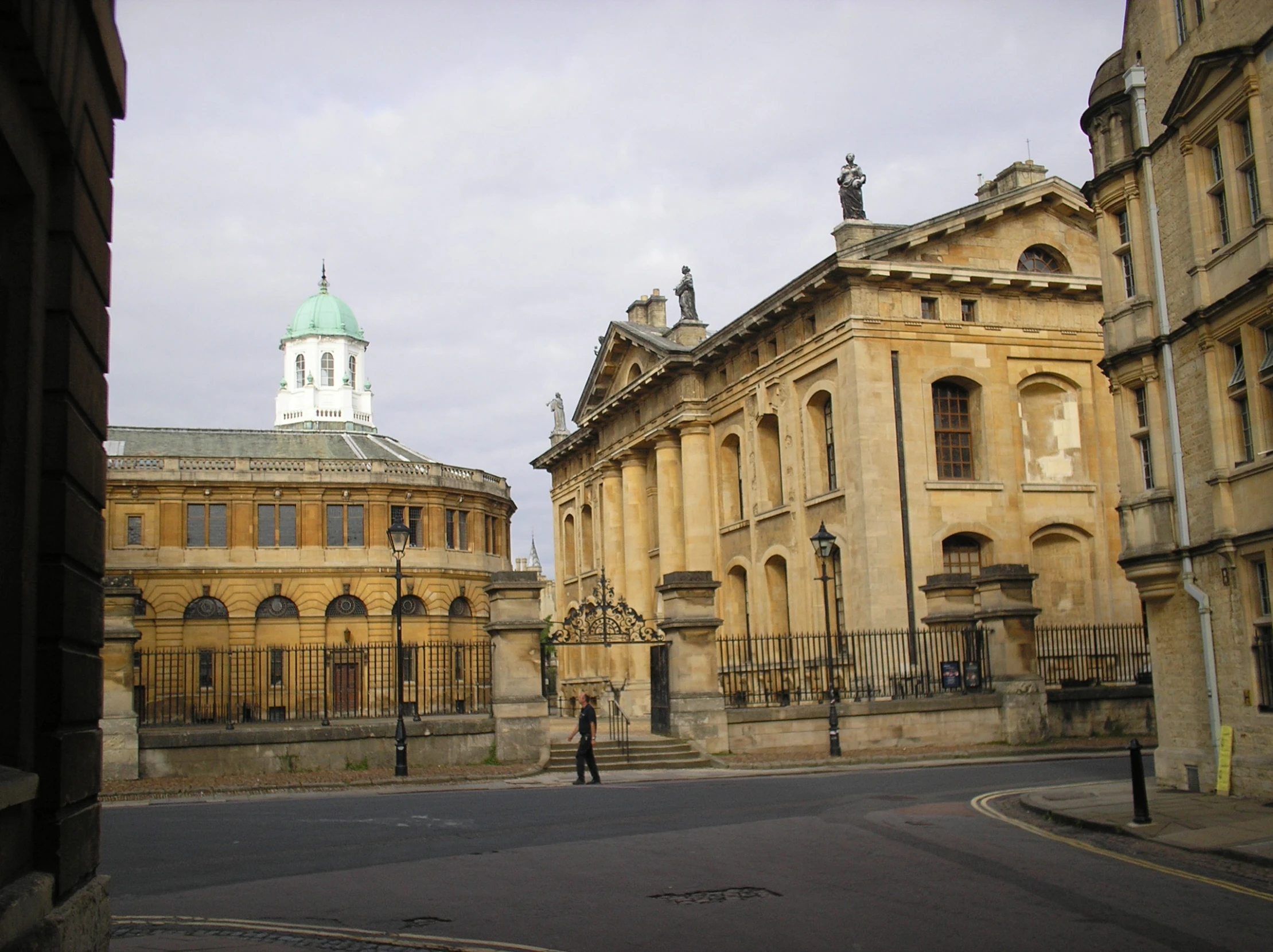 several buildings are on both sides of a street