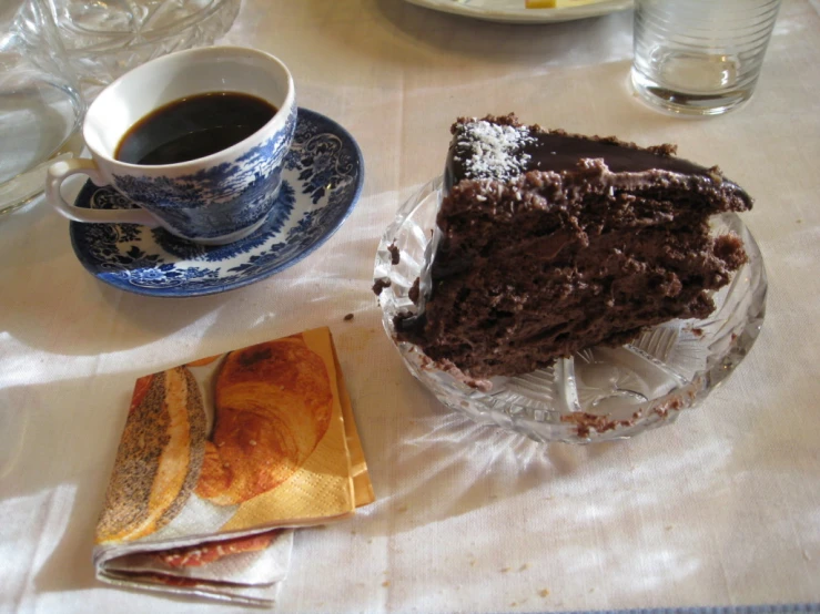 a plate that has a slice of chocolate cake