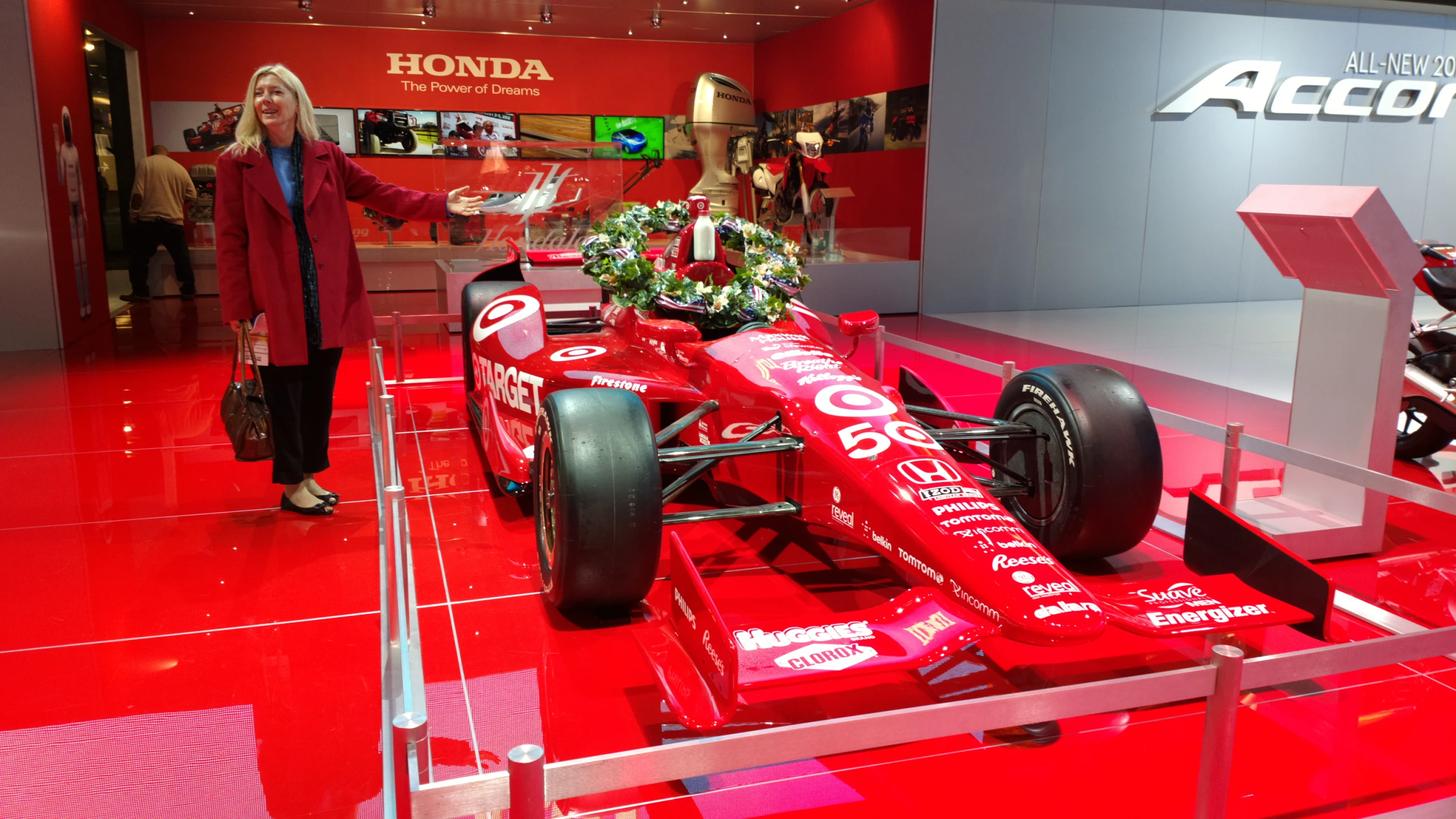 a display of an acond race car in a store
