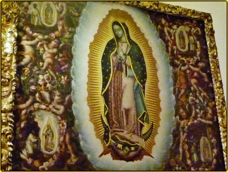 the virgin mary is surrounded by many religious figures