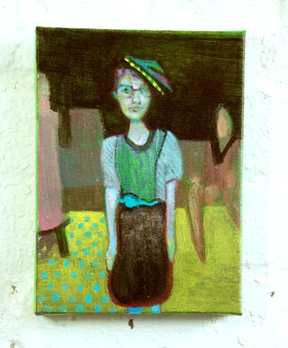 a painting of a person holding a banana