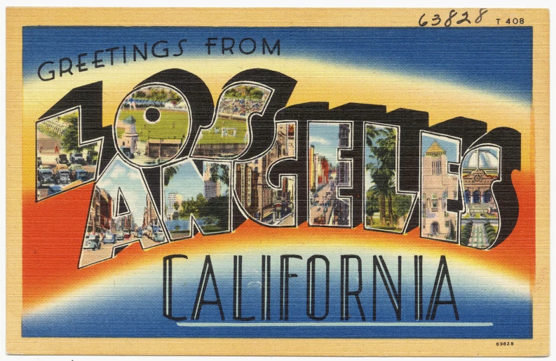a card with an image of los angeles and the word'91th nights '