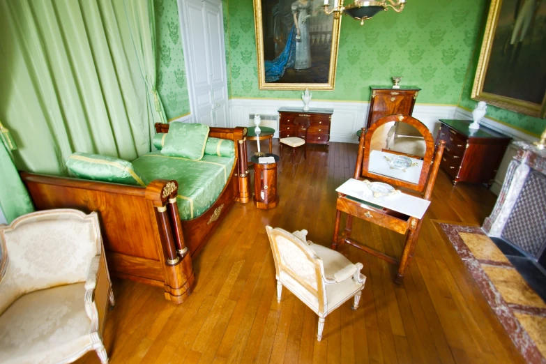 there are various wooden furniture in this room