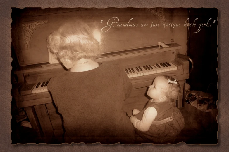 an older po of a baby and a piano