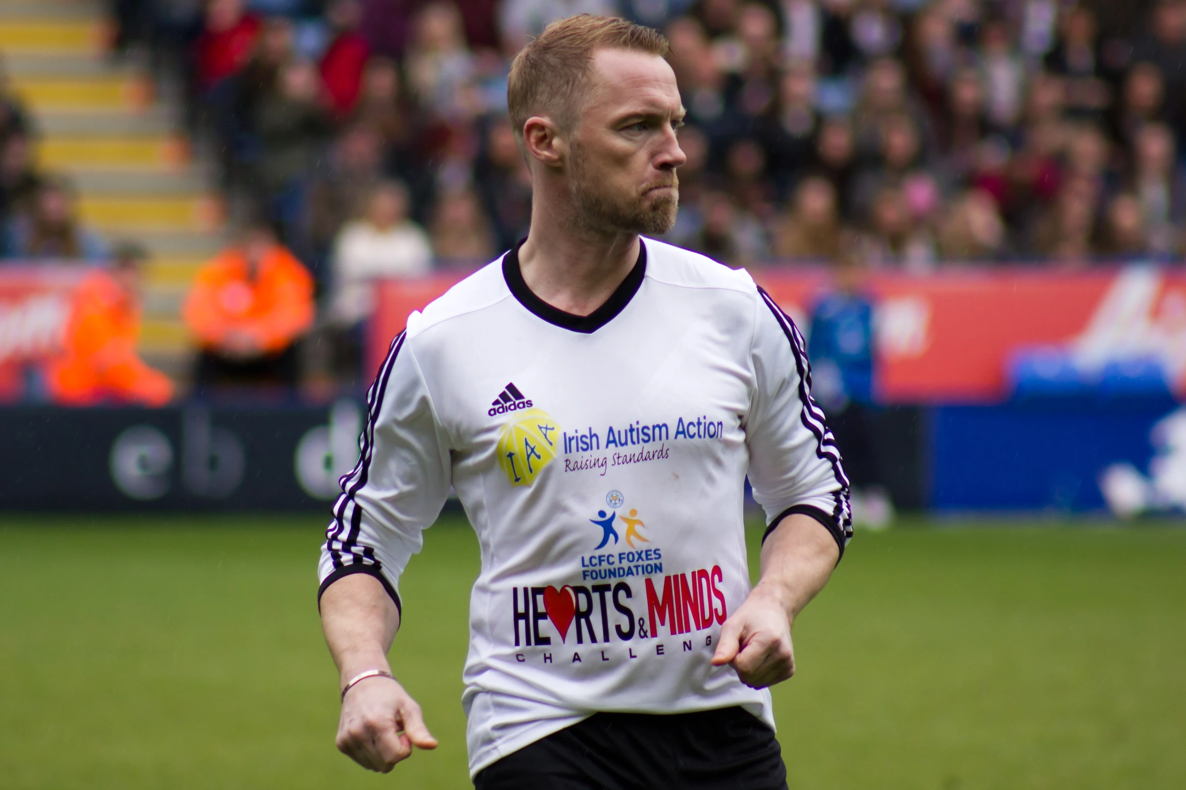 a soccer player is on the field during a game