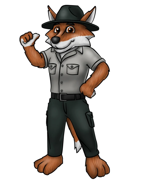 a fox police officer standing and waving his hand