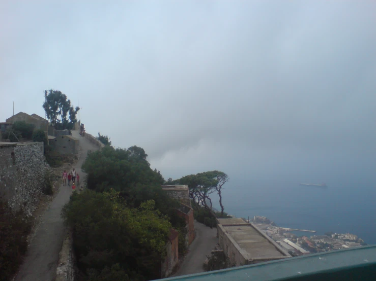 view over the water and from an overlook on a cliff