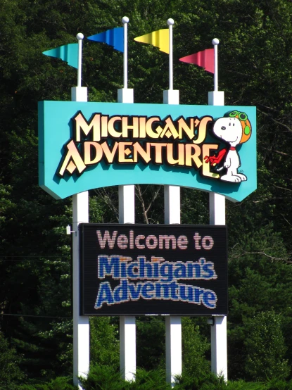 a sign at a michigan adventure park advertising visitors