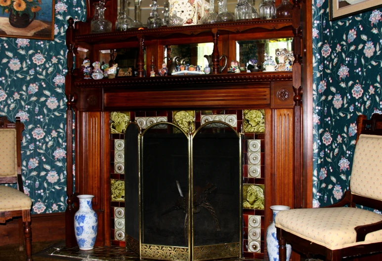 a living room that has a very nice fire place