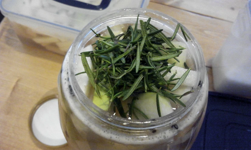 an image of food in a mason jar on the counter
