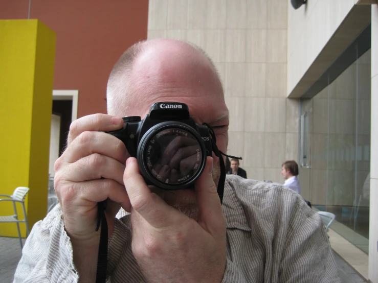 man taking a picture of himself using a camera