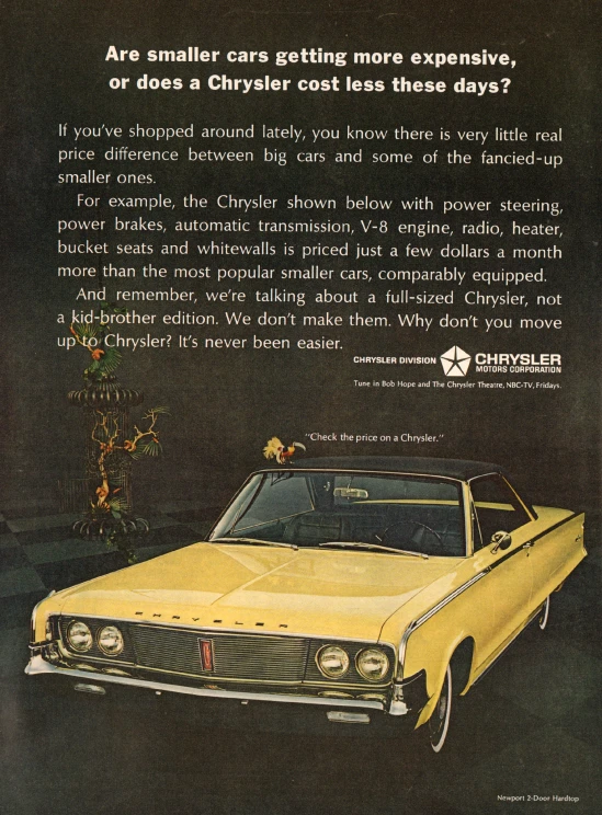 an advertit for the chrysler car with flowers in the background