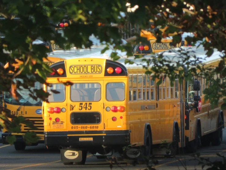 the school bus is parked in the parking lot