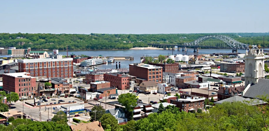 a beautiful view of city and river from above