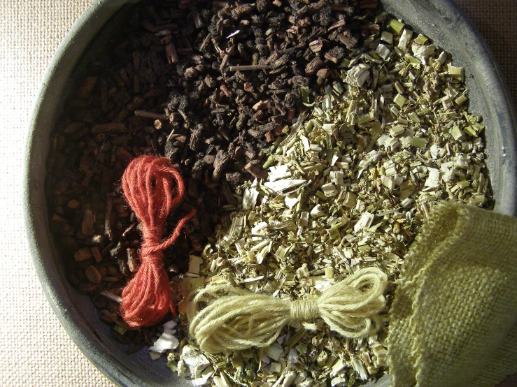 some type of yarn that is being used for knitting