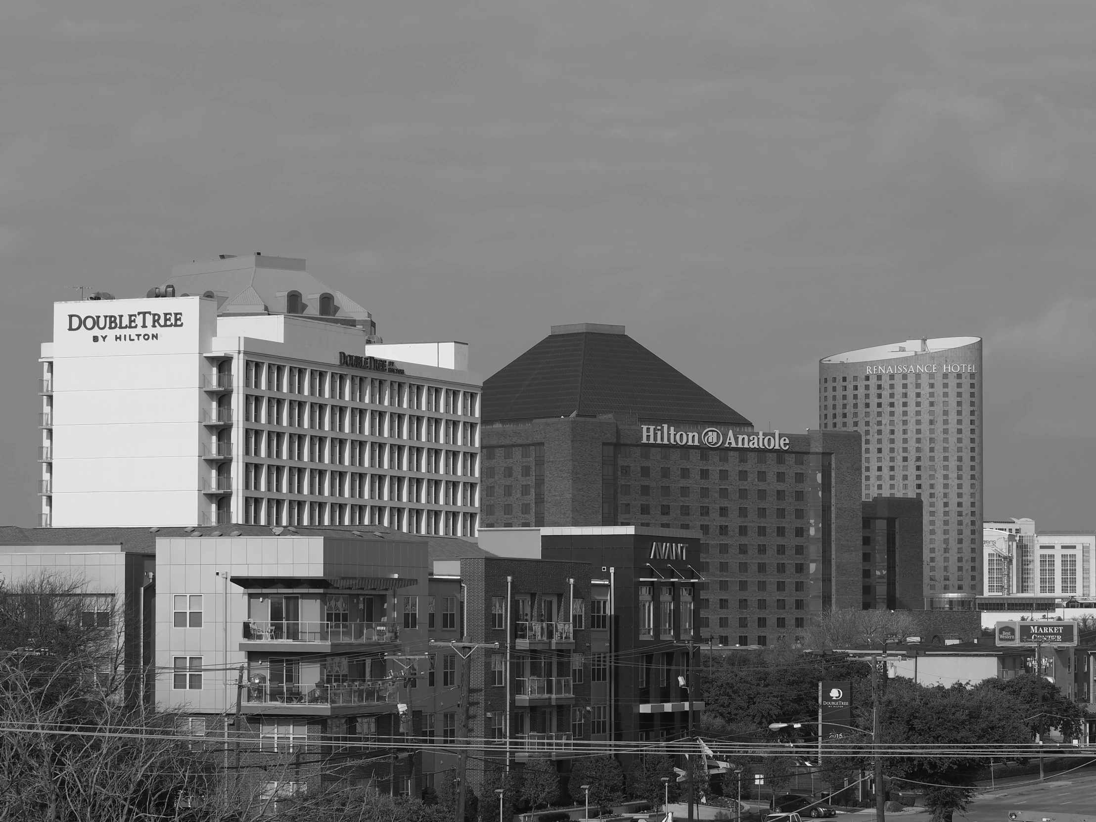 a skyline po taken from the water with buildings on either side