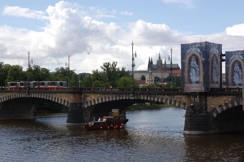 a bridge with a train going over it