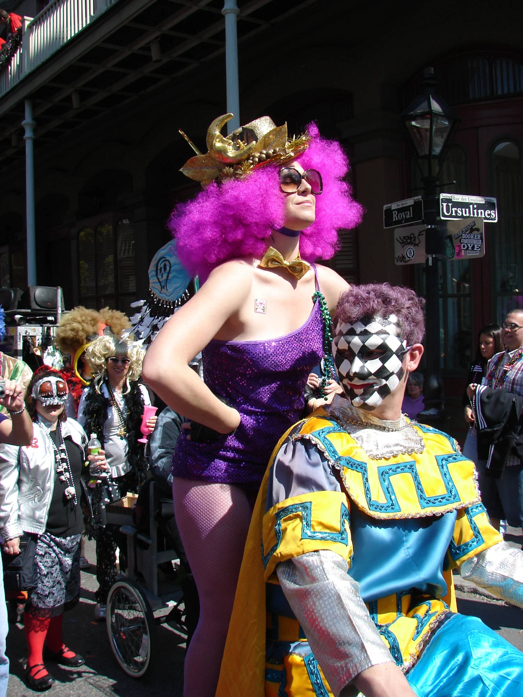 two people in costume pose for a po