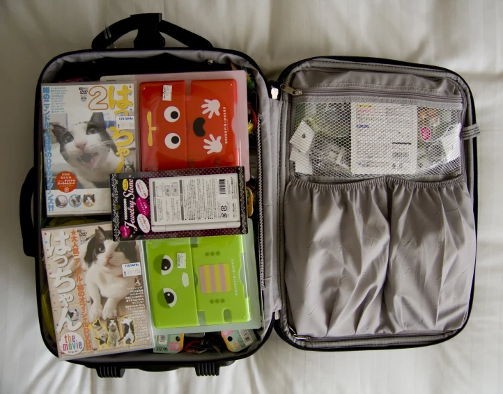 an open suitcase with some things inside of it