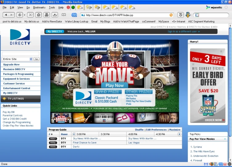 a screen s of a webpage for a sports program