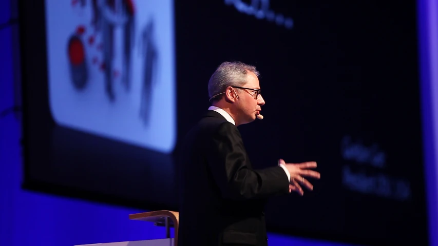 a person giving a presentation at an event