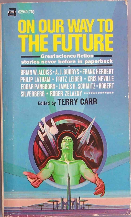 a cover of an old sci - opera book with a man holding two giant swords in the air