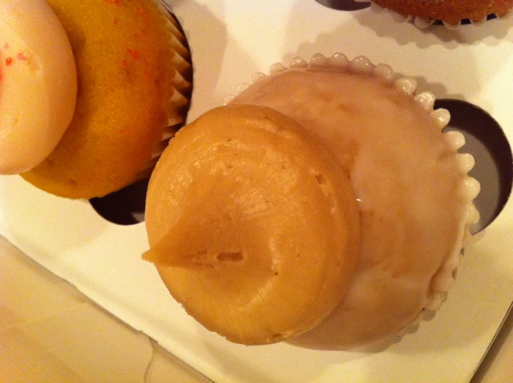 three donuts that are sitting on a table