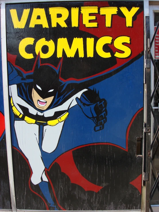 a picture of a sign for a comic store