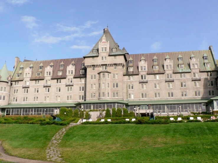 the outside view of an ornate castle like building