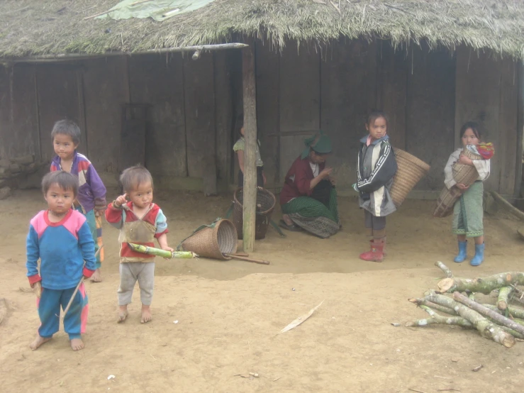 people with a basket in front of their home