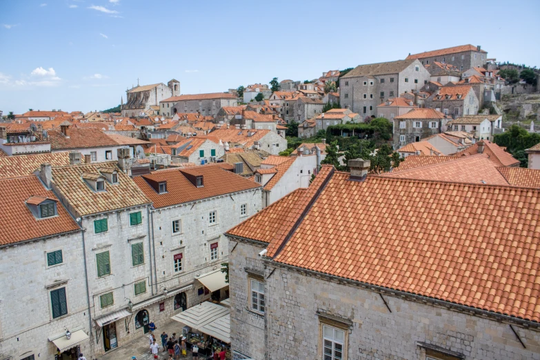 the rooftops and buildings have red tiles on them