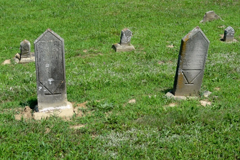 cemetery of headstones at the cemetery, close up