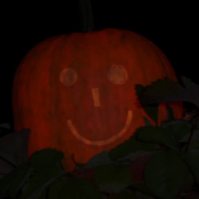 a fake pumpkin in the shape of a face