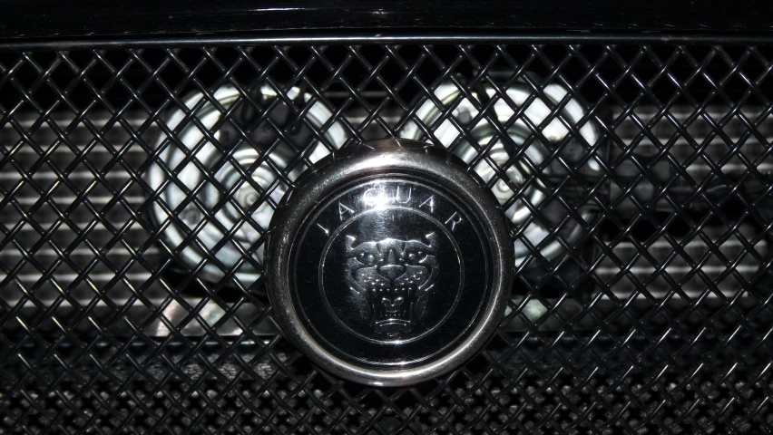 a close up s of the emblem on a car's grill