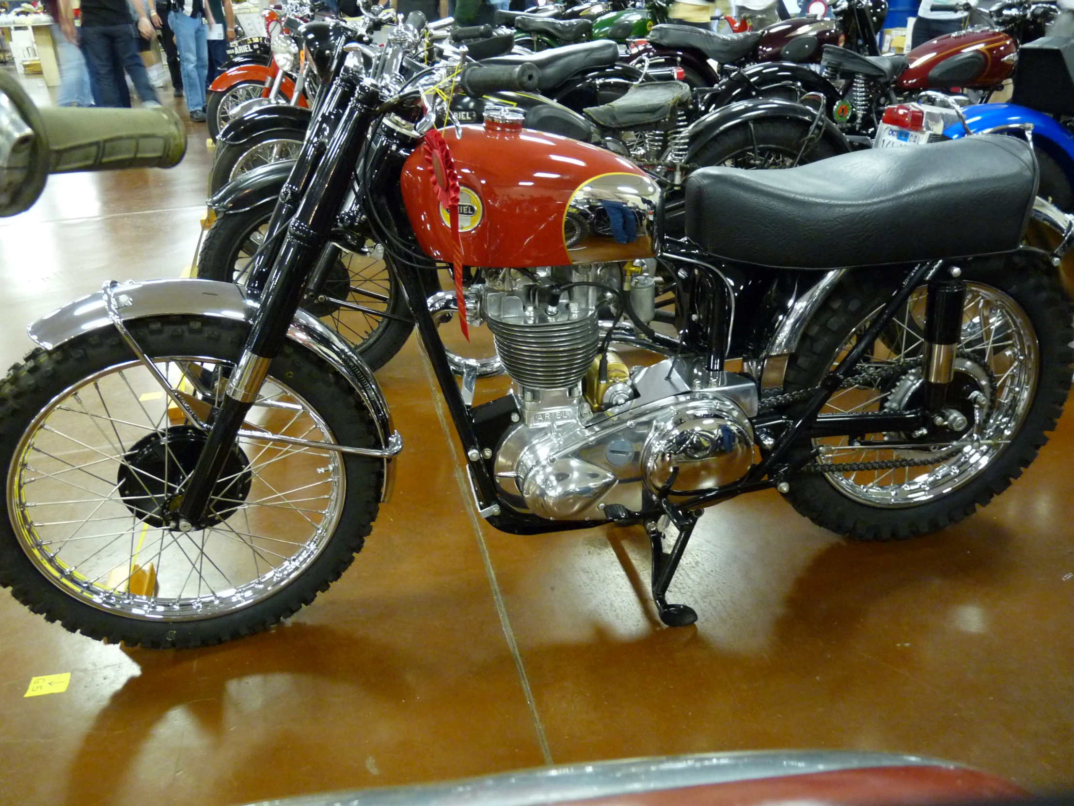 a motor bike is on display in the shop