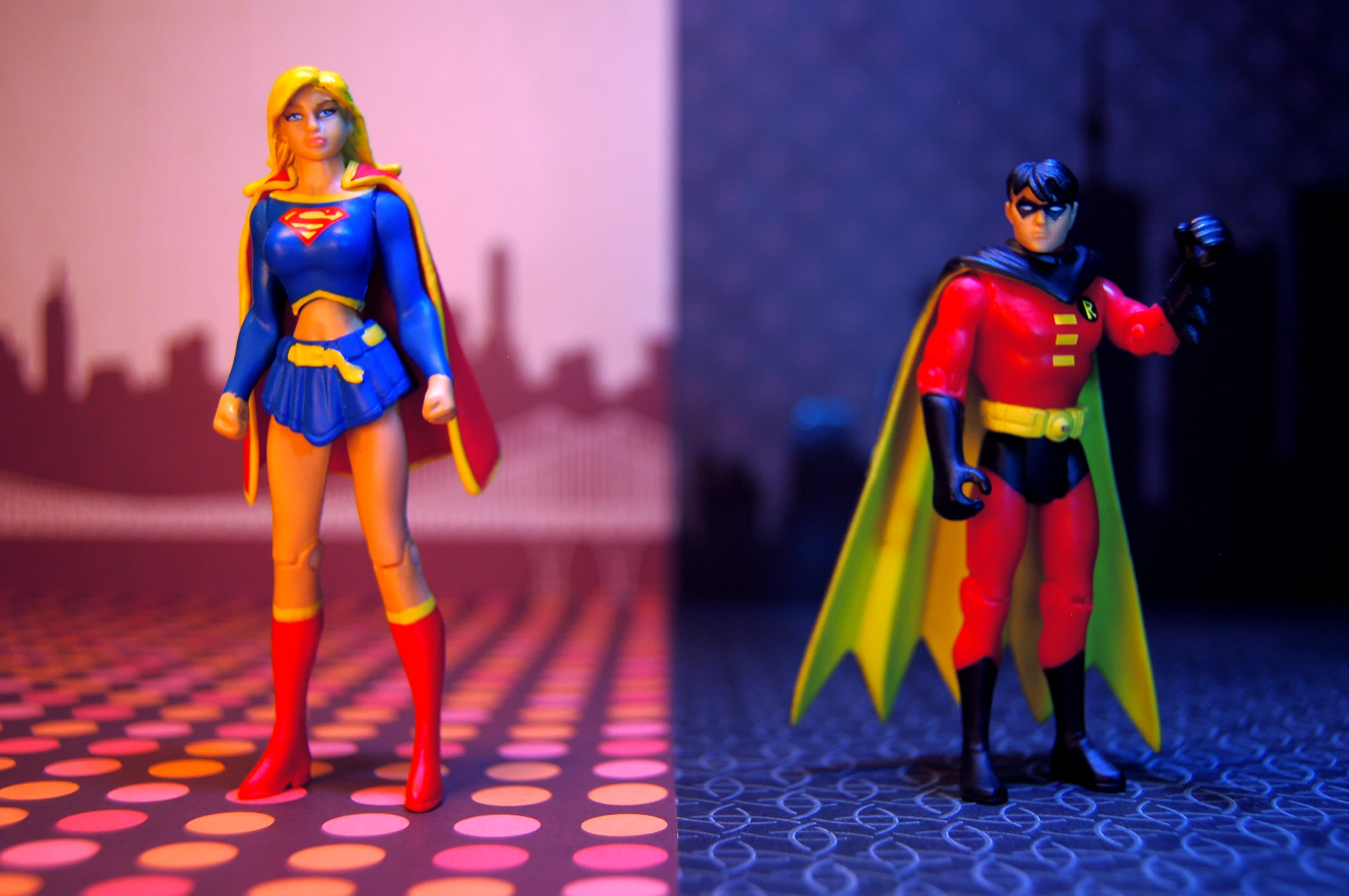 two action figures are seen in different poses