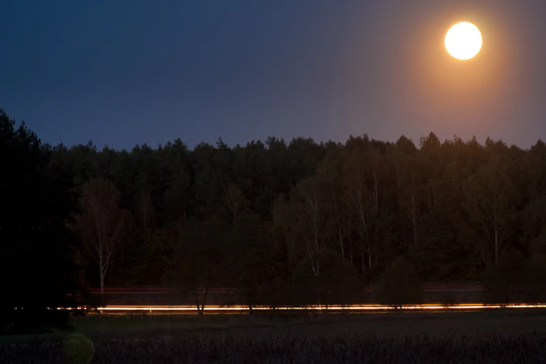 an eclipse in the sky with light passing by trees