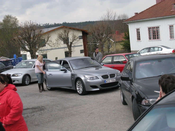 the cars are stopped and waiting for passengers to come