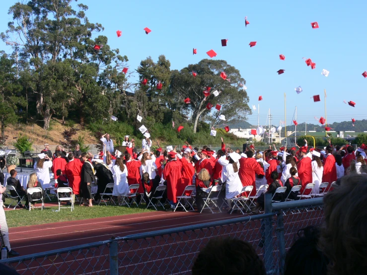 a group of graduates at the end of their graduation day