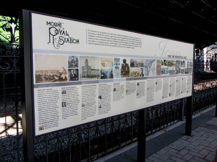 a sign on display for visitors about the monument