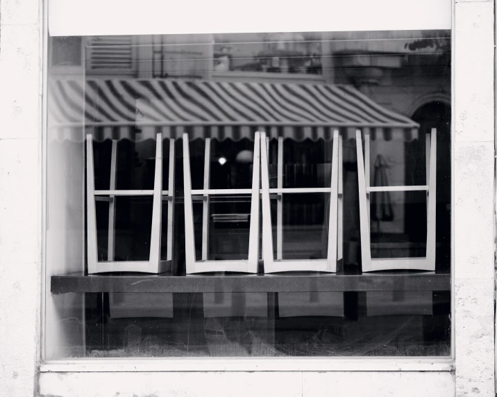 a window sill and awning on a store front