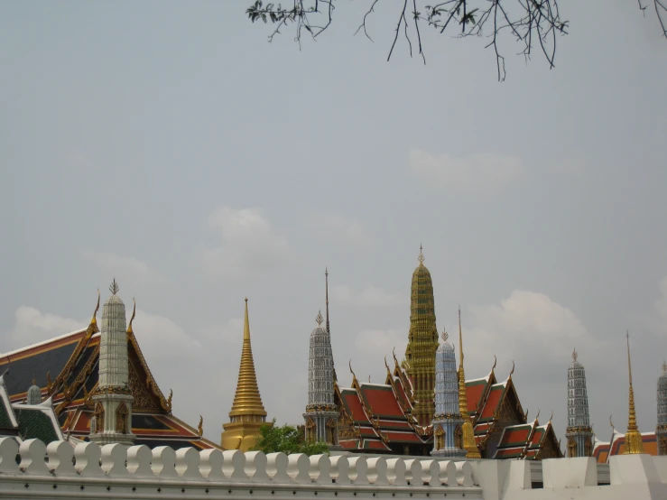 many big buildings with towers in the sky