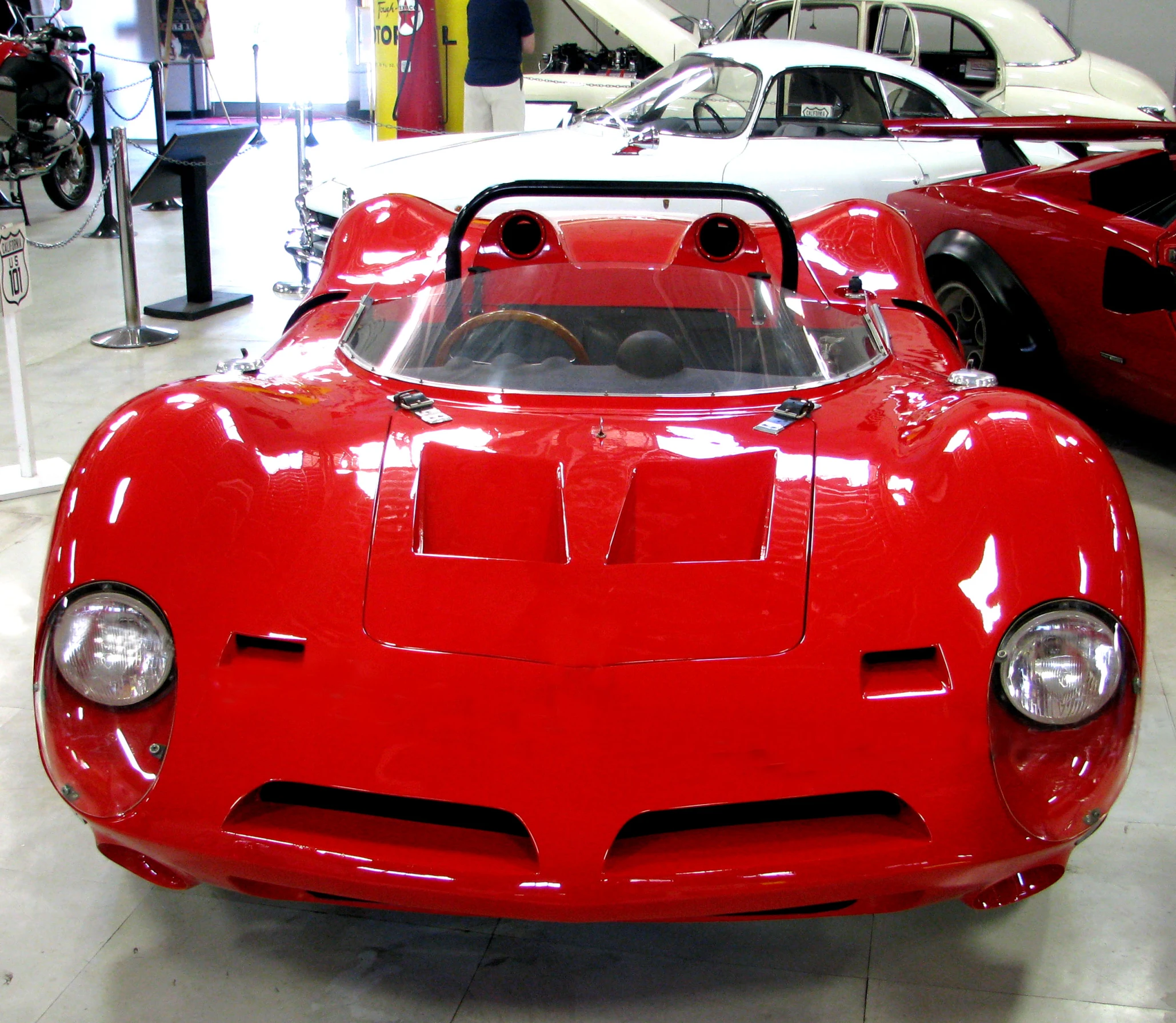 a close up of two sports cars parked next to each other