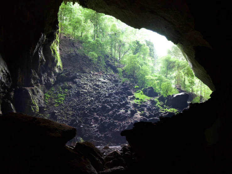 the cave is lit by a very bright light