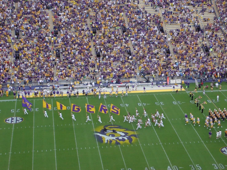 a crowd of people watching a football game