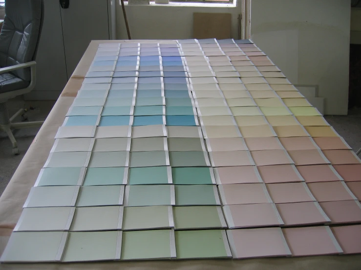 a table with colors from different walls to floor tiles