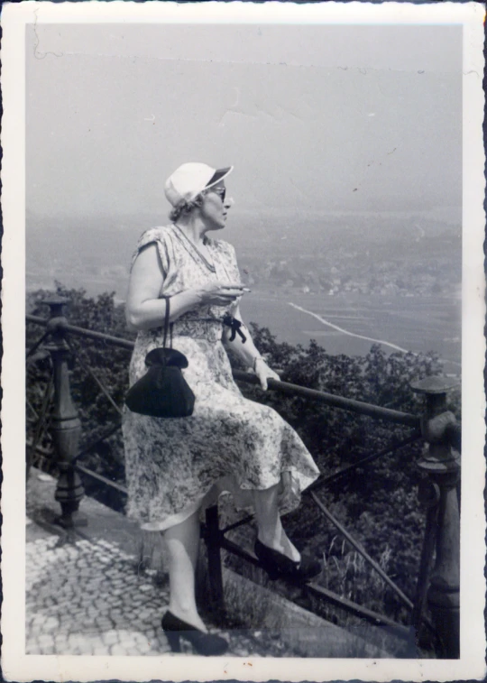 an older woman with a hat and handbag