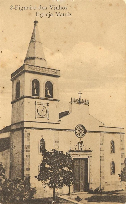 an old black and white po of an old church