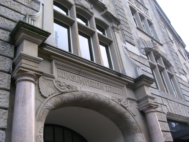 a large stone building with arched windows